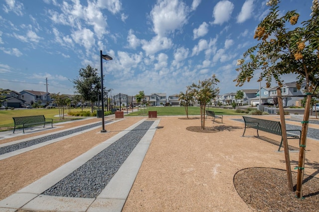 view of community featuring a lawn