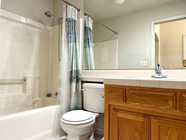 full bathroom with vanity, toilet, and shower / bath combo