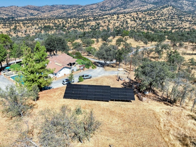 birds eye view of property featuring a mountain view