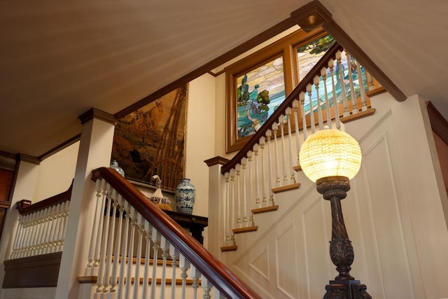9486 E Lincoln Ave, Del Rey, CA 93616 - stairs featuring an inviting chandelier and ornamental molding