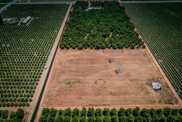 birds eye view of property featuring a rural view