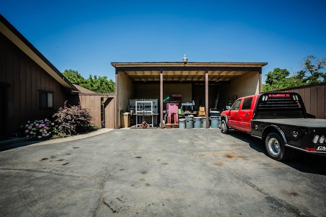 garage with a carport