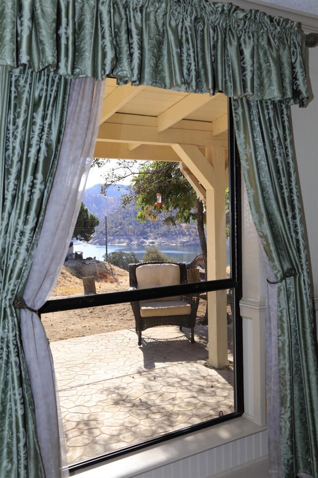 deck with a mountain view