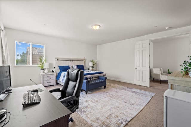 view of carpeted home office