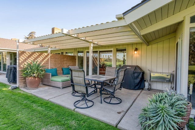 view of patio with a grill