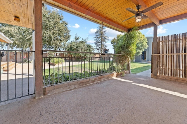 view of patio with ceiling fan