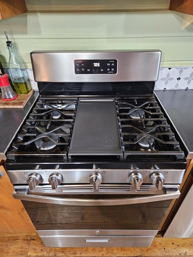 details with stainless steel gas range