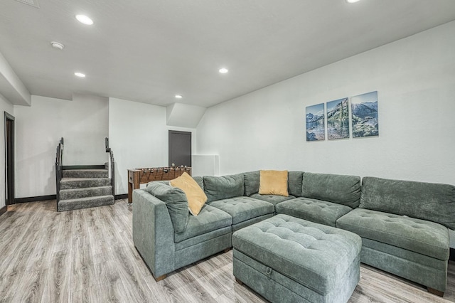 living room featuring light hardwood / wood-style flooring