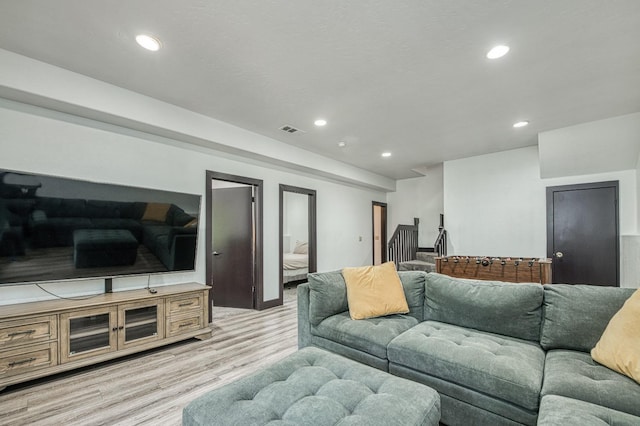 living room featuring light wood-type flooring