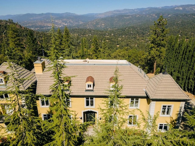 aerial view with a mountain view