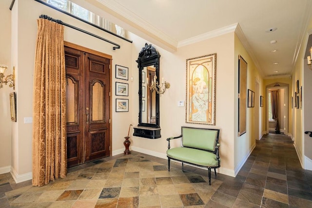 hallway with ornamental molding