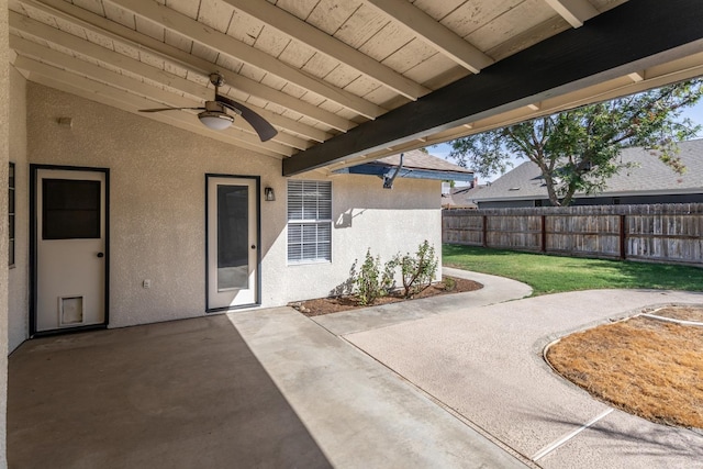 view of patio with ceiling fan