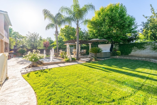 view of yard featuring a pergola and a patio area