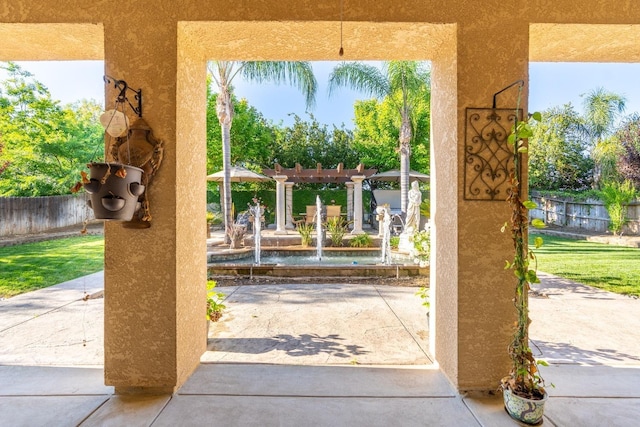 view of patio / terrace featuring a pergola