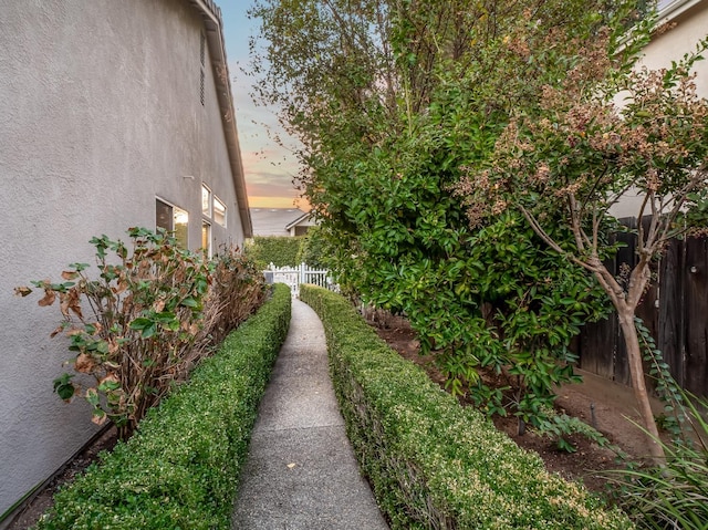 view of yard at dusk