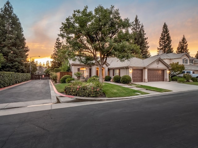 view of front of property with a garage