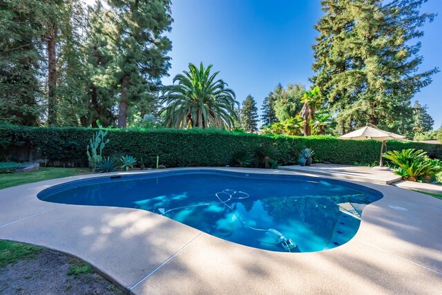 view of pool featuring a patio, a fenced in pool, and a fenced backyard