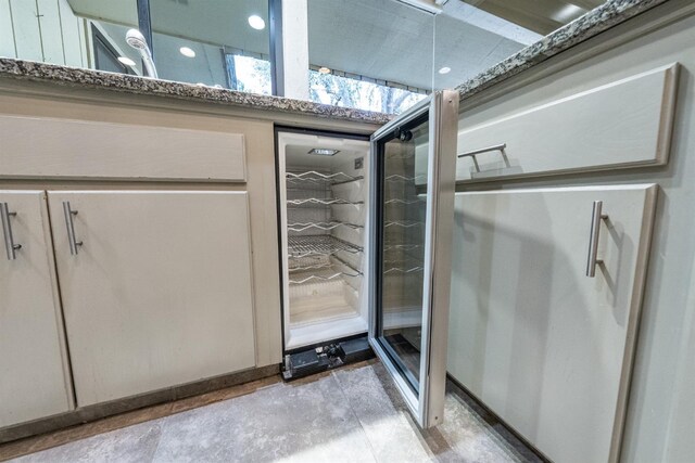 interior space with beverage cooler