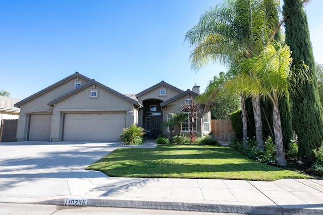 craftsman-style house featuring a garage and a front lawn