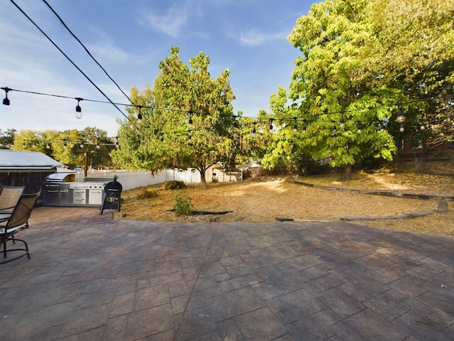 view of patio with area for grilling