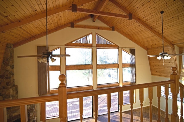 46149 Todd Eymann Rd, Miramonte, CA 93641 - interior space featuring wooden ceiling, wood finished floors, baseboards, and ceiling fan