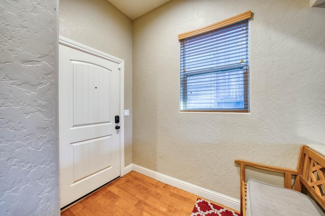 doorway to outside with hardwood / wood-style flooring