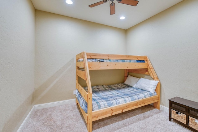 bedroom with carpet and ceiling fan