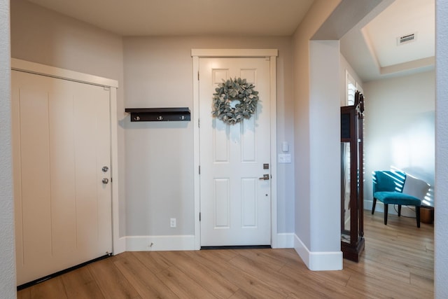 foyer featuring light wood-type flooring