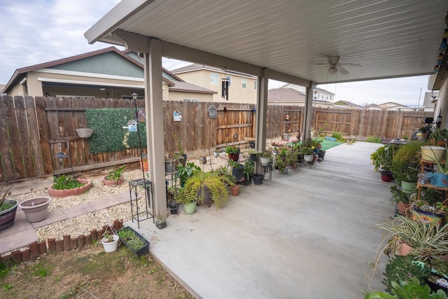 view of patio with ceiling fan