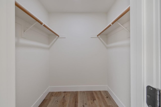 walk in closet with hardwood / wood-style floors