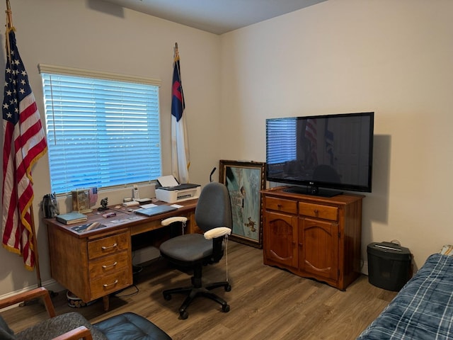 office area featuring light wood-type flooring