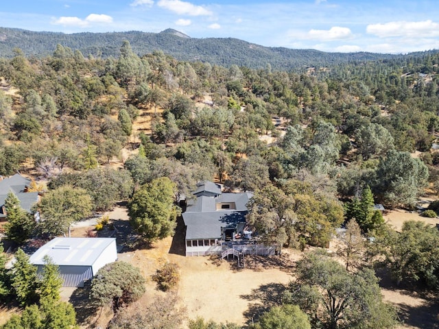 drone / aerial view featuring a mountain view