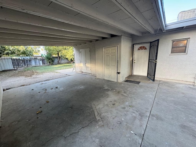 view of garage