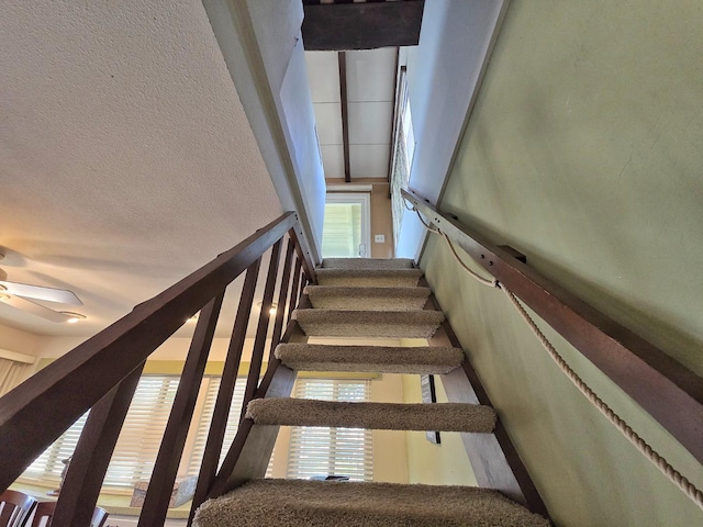 staircase with ceiling fan