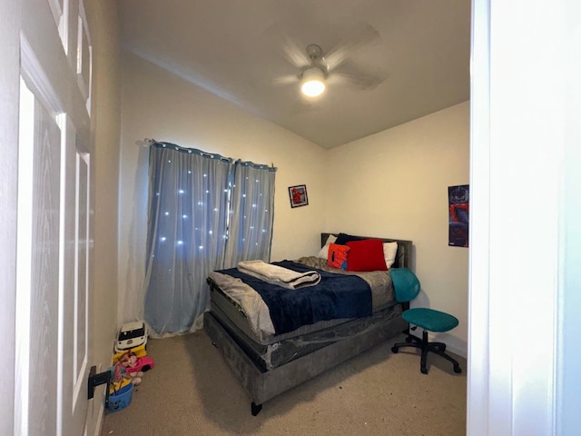 bedroom featuring carpet floors and ceiling fan