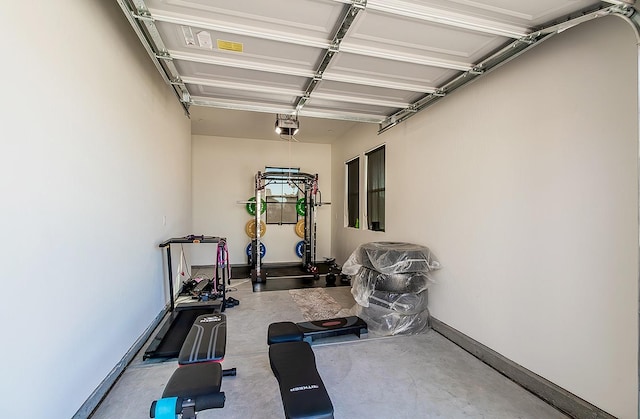 workout area with concrete flooring