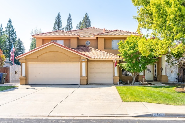 mediterranean / spanish-style home with a front lawn