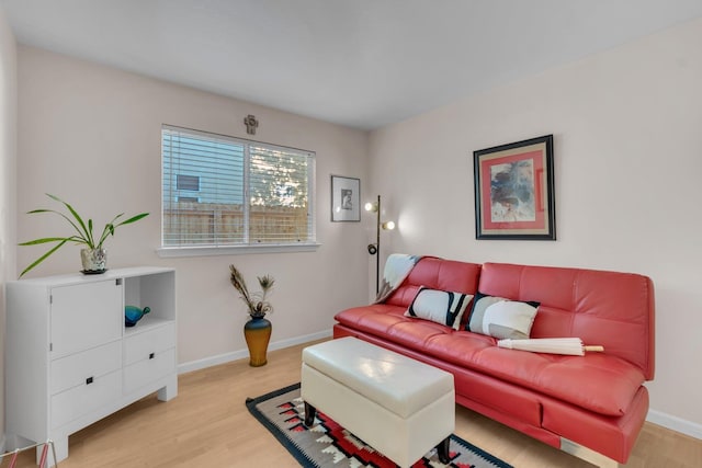 living room with light hardwood / wood-style flooring