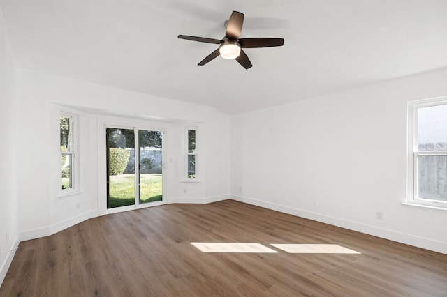 empty room featuring ceiling fan and wood-type flooring