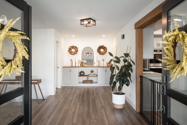 hall featuring dark hardwood / wood-style flooring