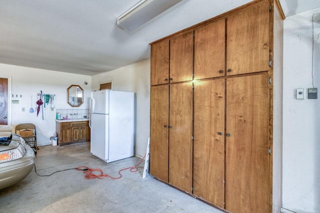 kitchen with white fridge