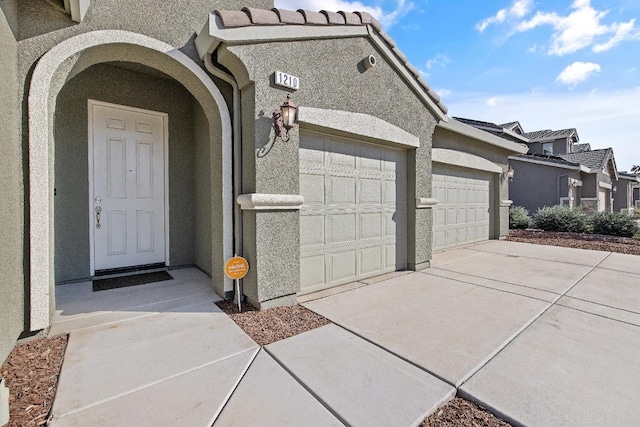 exterior space with a garage