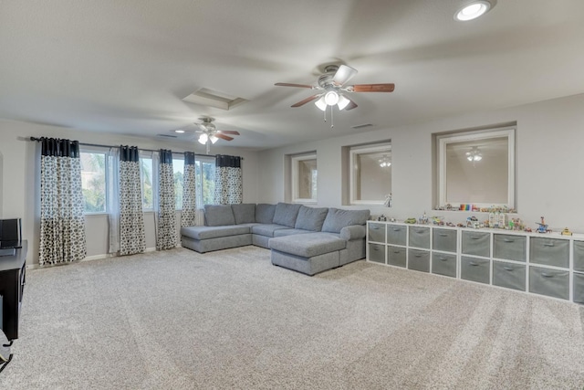 living room with carpet floors