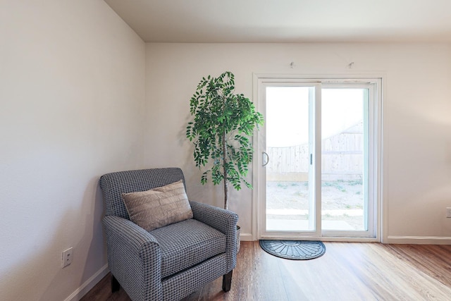 sitting room featuring light hardwood / wood-style flooring