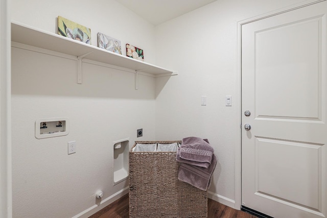 laundry room with washer hookup, dark hardwood / wood-style flooring, and electric dryer hookup