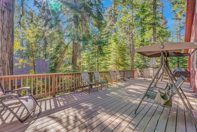 41816 N Dogwood Rd, Shaver Lake, CA 93664 - wooden deck featuring outdoor dining space