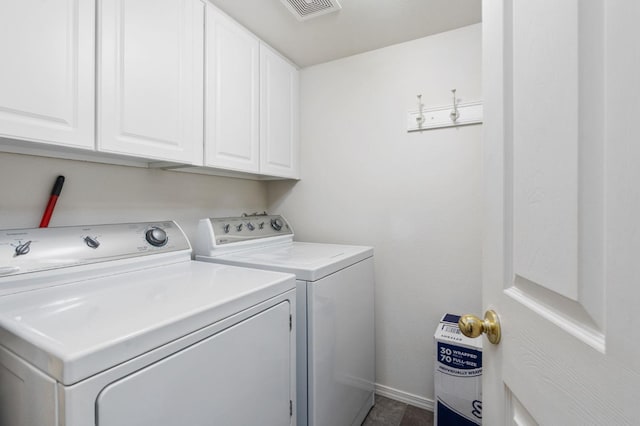 laundry room with cabinets and washer and clothes dryer