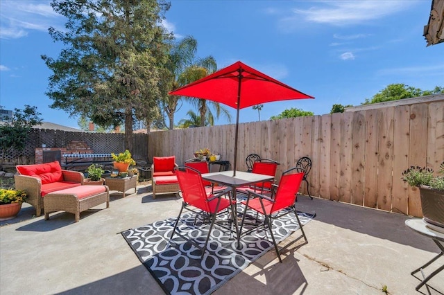 view of patio with an outdoor living space