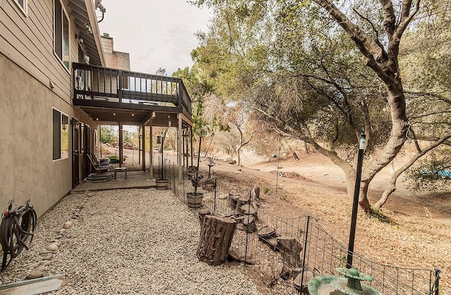 view of yard with a deck