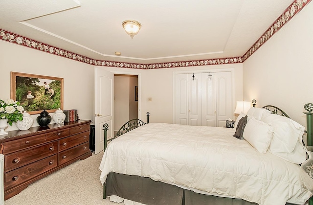 bedroom with a closet and carpet